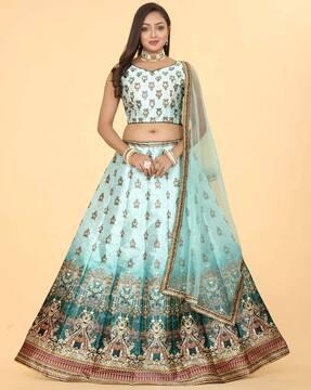 women floral print lehenga choli set with dupatta