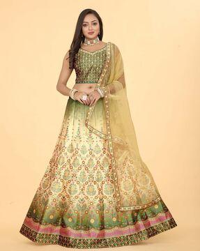 women floral print lehenga choli set with dupatta