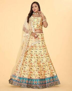 women floral print lehenga choli set with dupatta