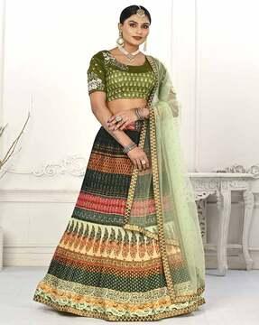 women floral print lehenga choli set with dupatta