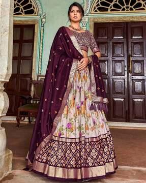 women floral print lehenga choli set with dupatta