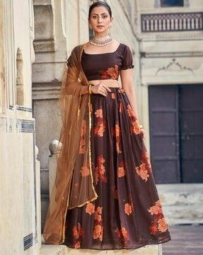 women floral print lehenga choli set with dupatta