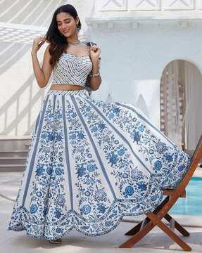 women floral print lehenga choli set with jacket