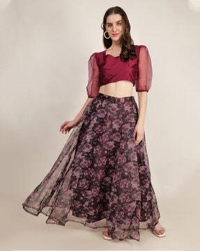 women floral print lehenga choli set