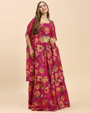 women floral print lehenga choli set