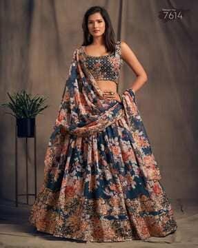 women floral print lehenga choli set