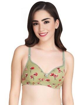 women floral print lightly padded t-shirt bra