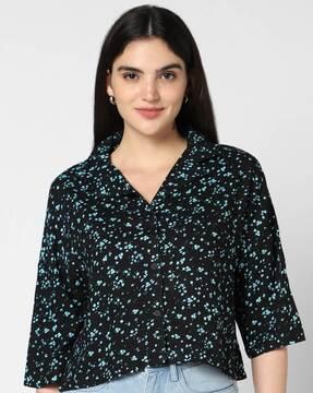 women floral print loose fit shirt