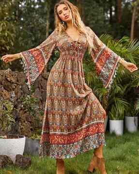 women floral print maxi dress