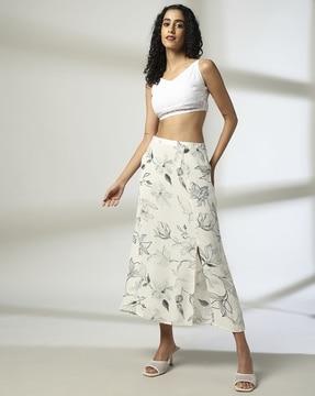 women floral print midi skirt