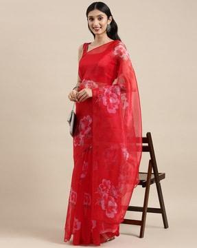 women floral print net saree