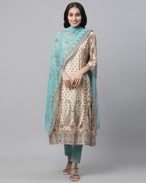 women floral print organza dupatta