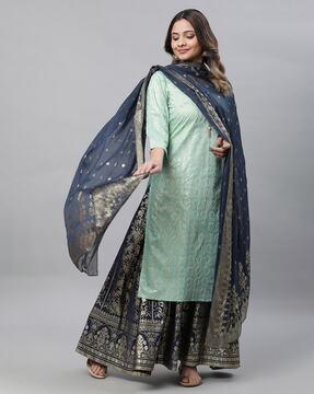 women floral print organza dupatta