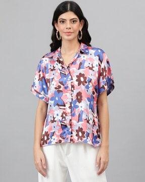 women floral print oversized fit shirt