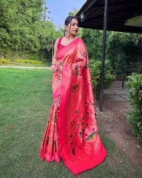 women floral print paithani silk saree