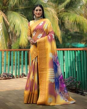 women floral print paithani silk saree