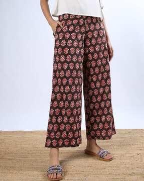 women floral print palazzos with insert pocket