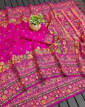women floral print pashmina silk saree