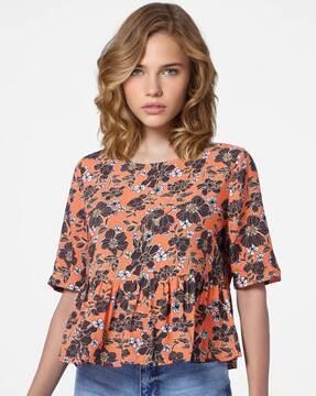 women floral print peplum top