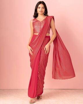 women floral print pre-stitched saree