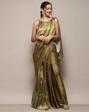 women floral print pre-stitched saree