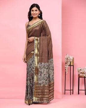 women floral print pre-stitched saree