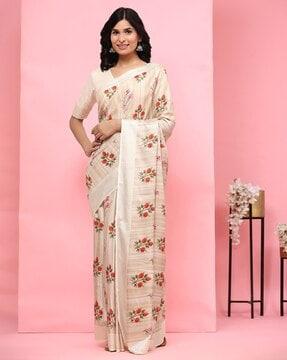 women floral print pre-stitched saree