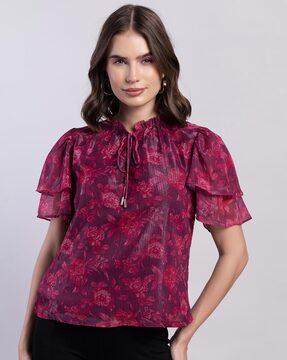 women floral print regular fit blouse top