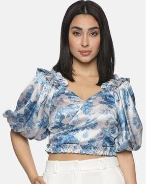 women floral print regular fit blousons top