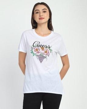 women floral print regular fit crew-neck t-shirt