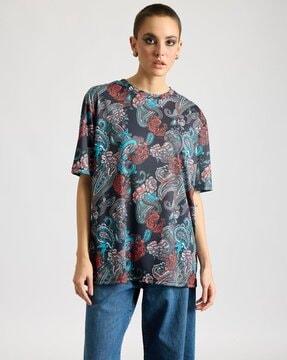 women floral print regular fit crew-neck t-shirt