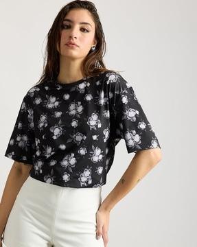 women floral print regular fit crew-neck t-shirt