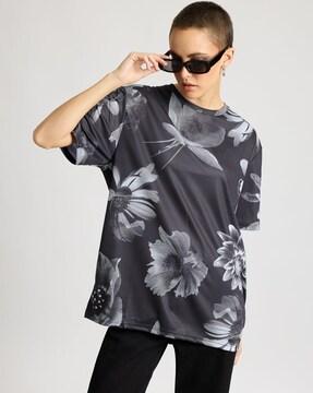 women floral print regular fit crew-neck t-shirt