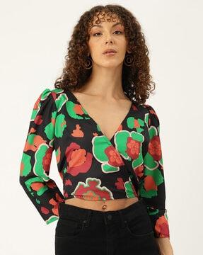 women floral print regular fit crop top