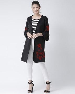 women floral print regular fit front-open shrug