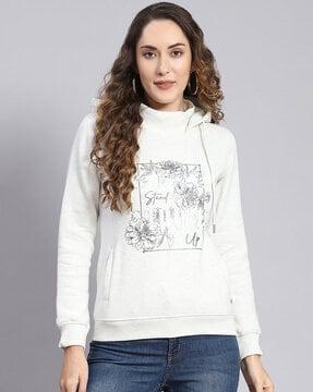 women floral print regular fit hoodie