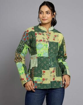 women floral print regular fit jacket