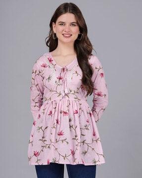 women floral print regular fit peplum top