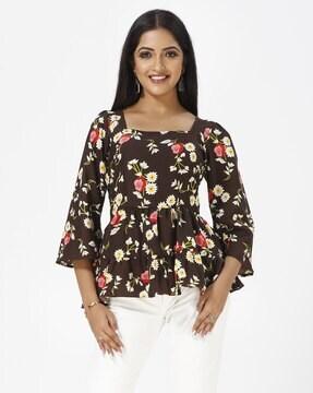 women floral print regular fit peplum top