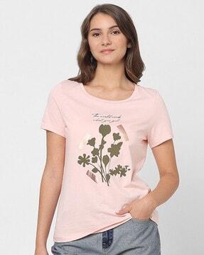 women floral print regular fit round-neck t-shirt