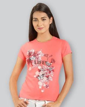 women floral print regular fit round-neck t-shirt