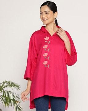 women floral print regular fit shirt top