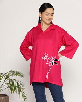 women floral print regular fit shirt top