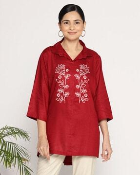 women floral print regular fit shirt top