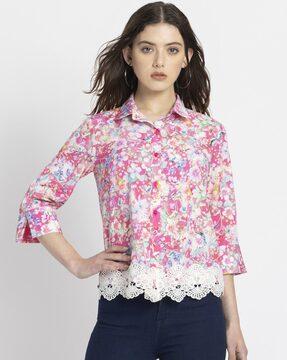 women floral print regular fit shirt