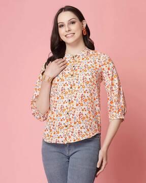 women floral print regular fit shirt