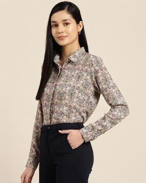 women floral print regular fit shirt