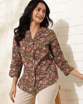 women floral print regular fit shirt