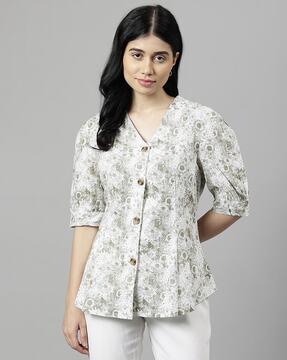 women floral print regular fit shirt