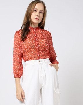 women floral print regular fit shirt